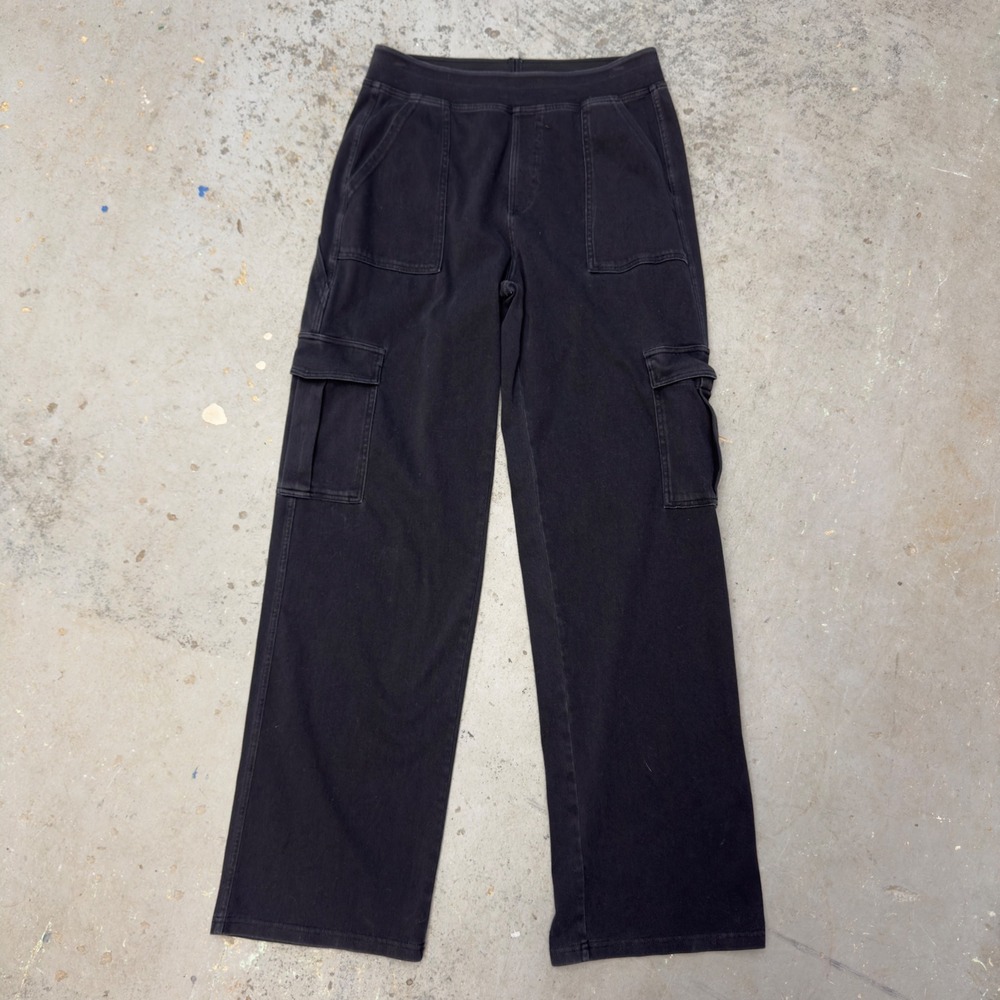 Halara Flex Washed Black High Waisted Wide Leg Cargo Pants Size L Tall Utility